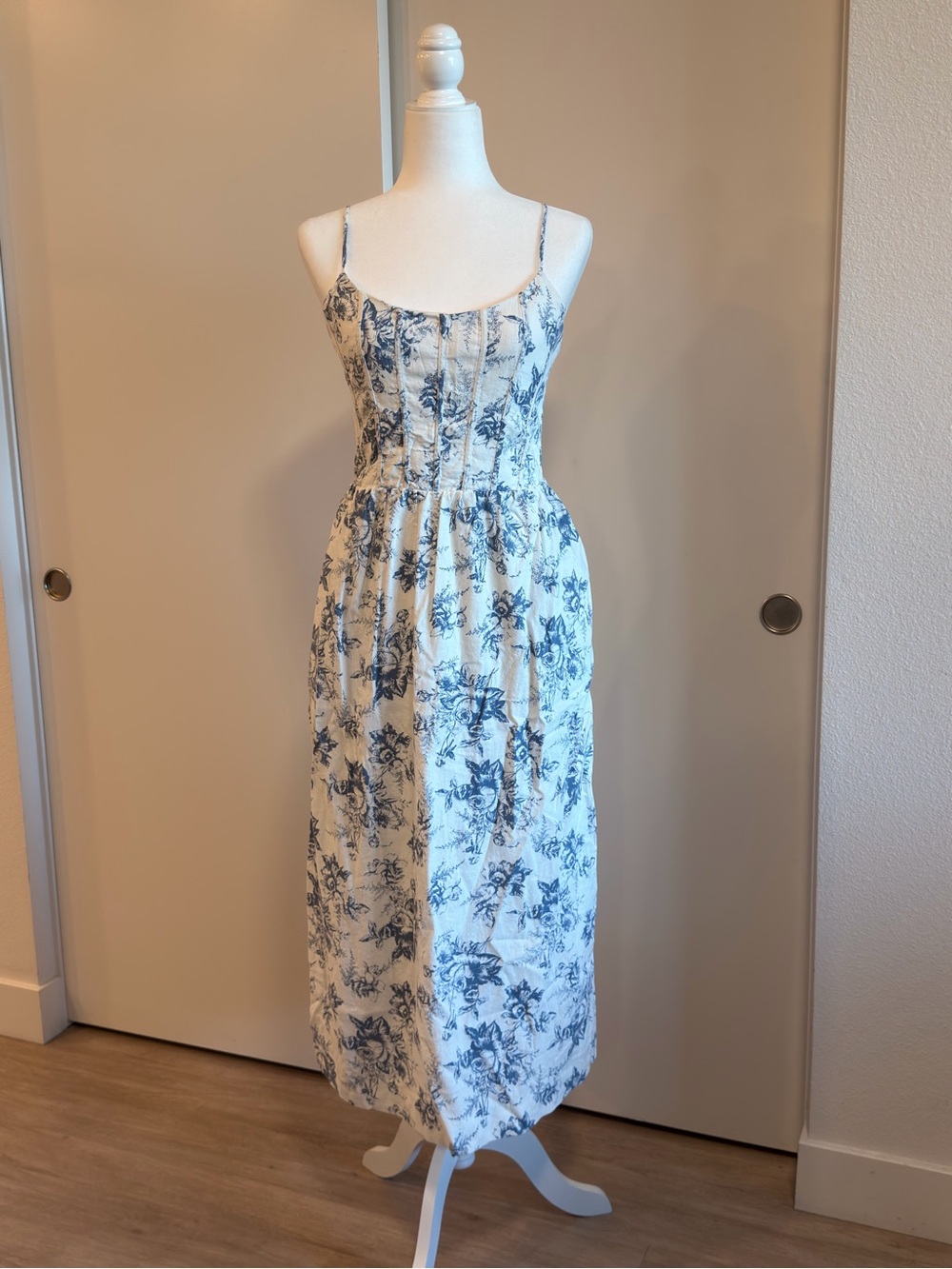 WAYF Blue Floral Midi Sundress